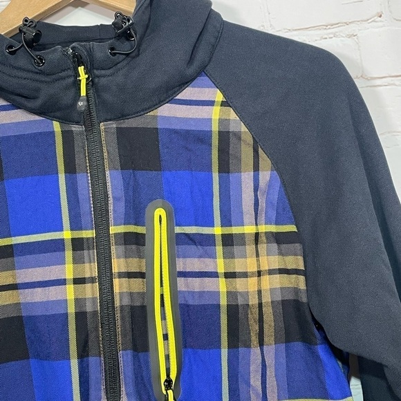 Nike Sportswear Hoodie Womens Medium Black Plaid 1/4 Zip Long Sleeve Pockets - Picture 5 of 14